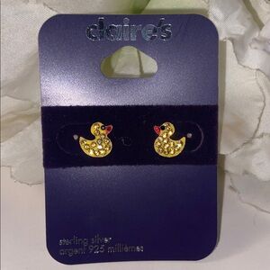 Claire's Yellow Duck Earrings Stud
